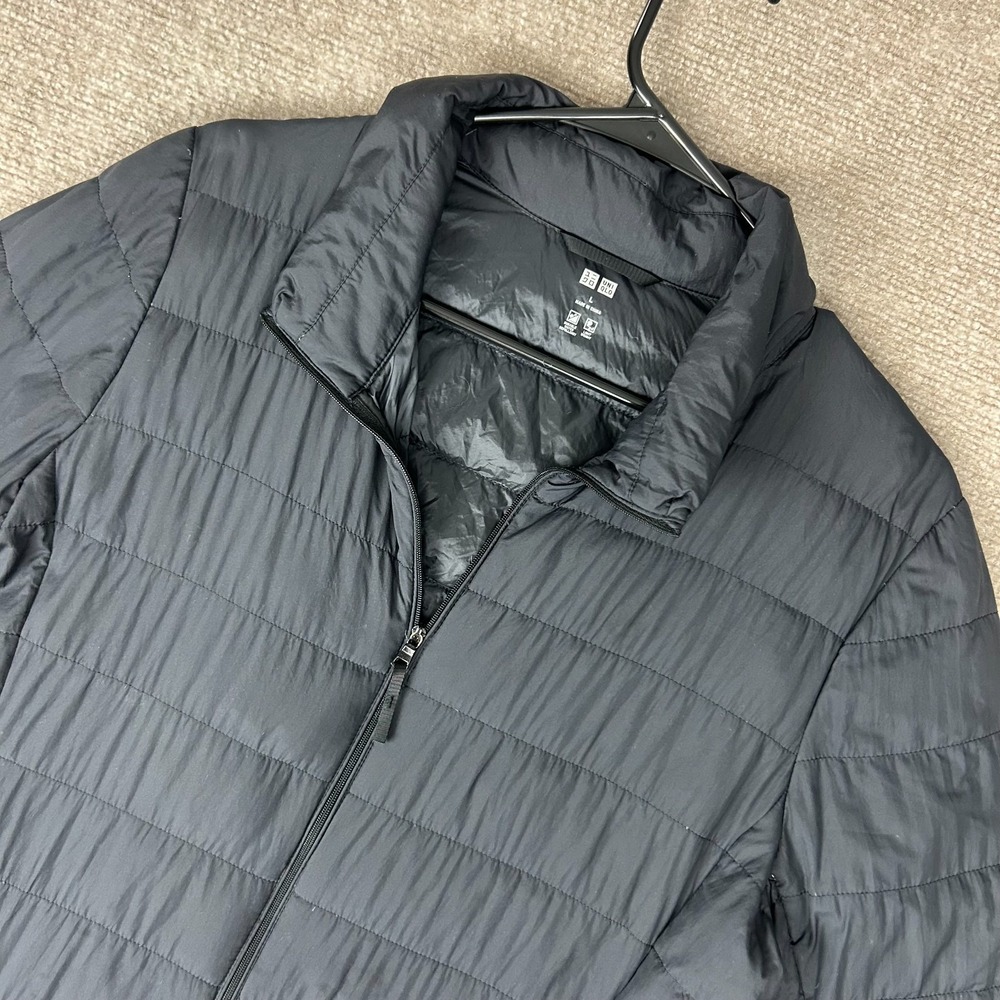 Uniqlo Ultra Light Down Jacket Womens Large Black Lined Nylon Mock Neck Outdoor